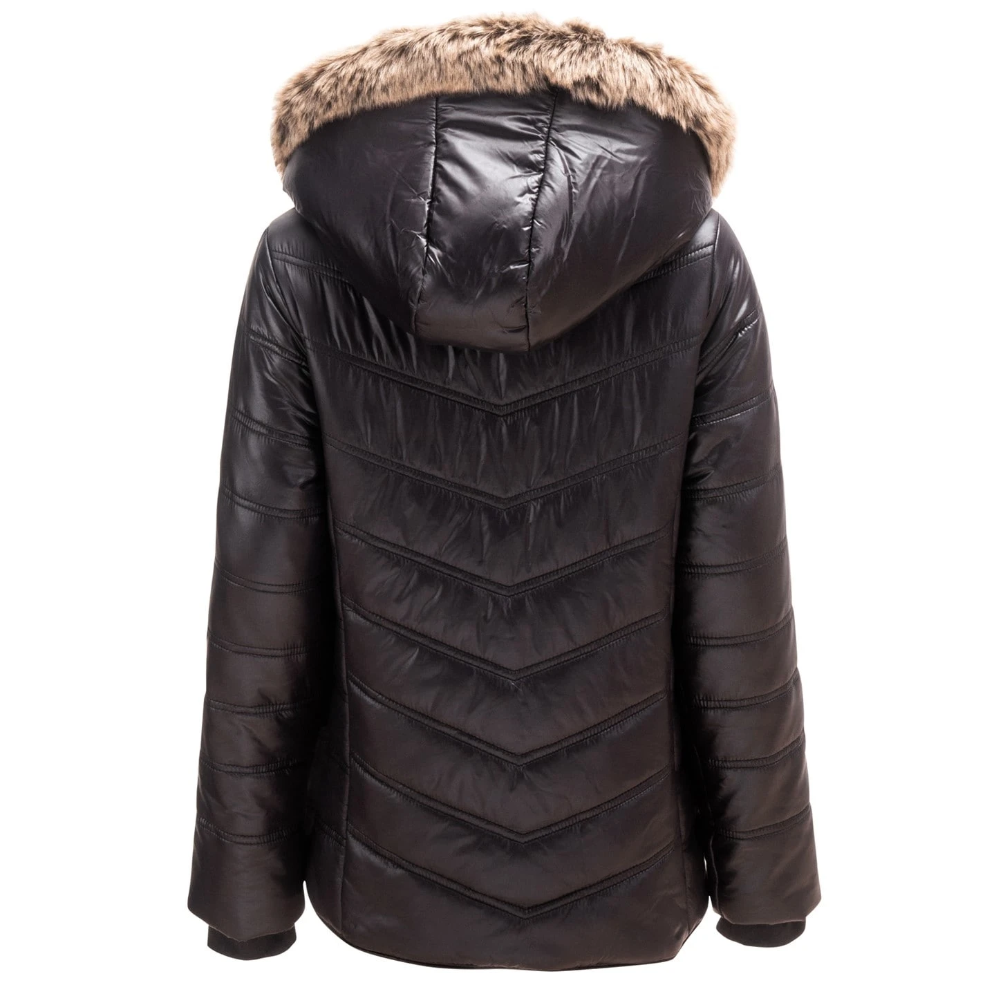 Junior Girls Luxe Bubble Jacket With Fur-Trimmed Hood - Image 2