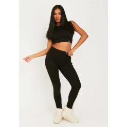 Tab Detail Thick Rib Leggings