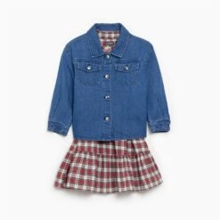 Younger Girls Dress And Denim Jacket Set