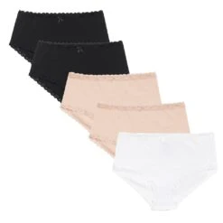 5 Pack Lace Trim Shortie Briefs