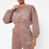 Graphic Print Cropped Sweatshirt Co-Ord