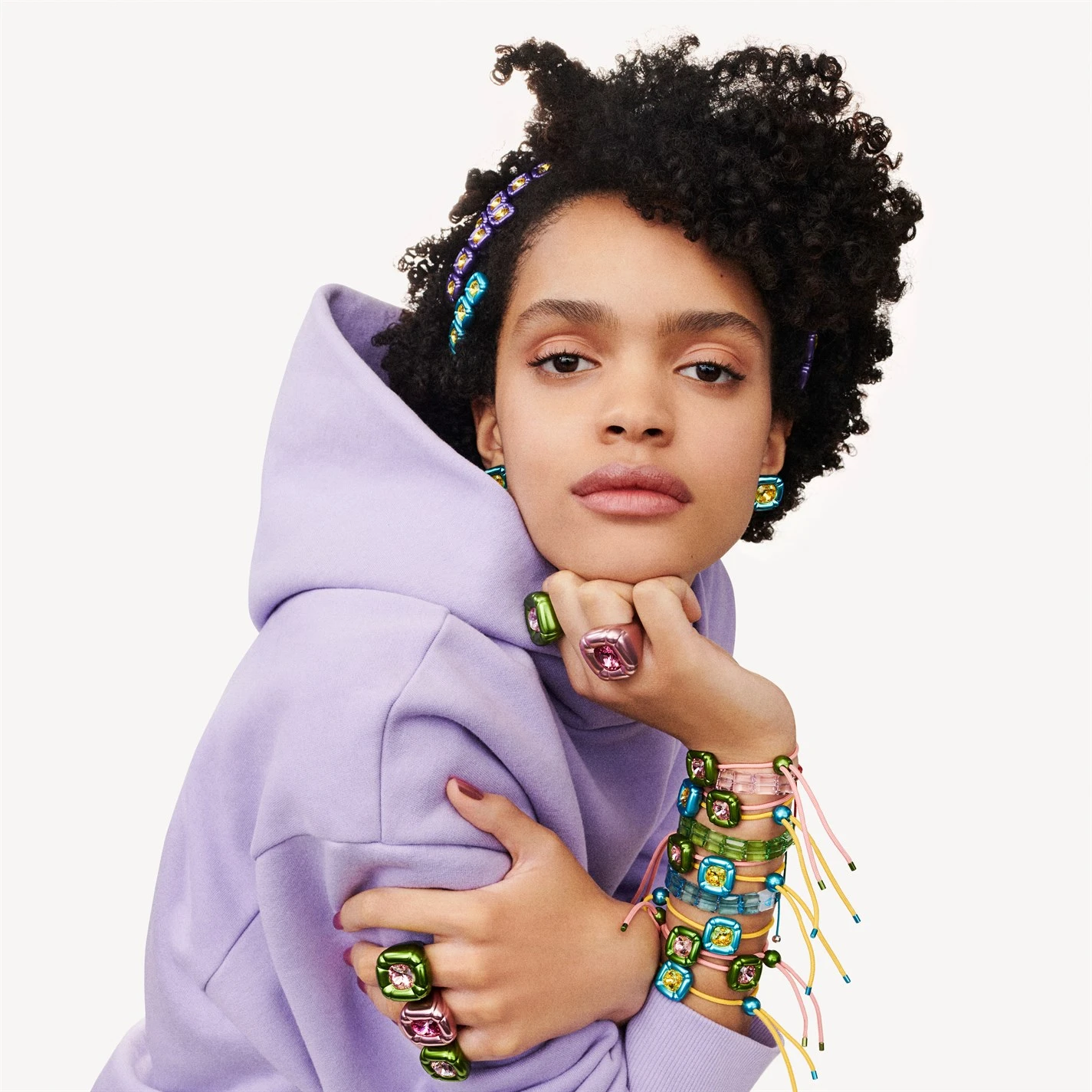 Swarovski Dulcis Bracelet, Cushion Cut, Green - Image 3