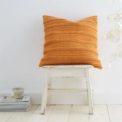 Stripes Cotton Cushion Terracotta